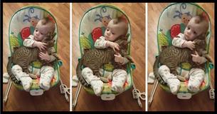 You Have To See How This Baby Reacts When His Mom Asks Him About The Cat He's Cuddling