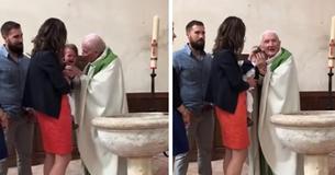 Ein Priester wird beurlaubt, nachdem ihn ein vielgeteiltes Video dabei zeigt, wie er ein weinendes Baby während einer Taufe schlägt 