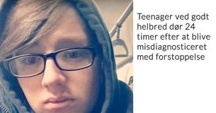 Teenager ved godt helbred dør efter at læger mistager livstruende syndrom for forstoppelse