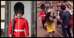 Windsor Castle koninklijke bewaker 'verliest zijn Cool', duwt vrouwelijke toerist uit de weg