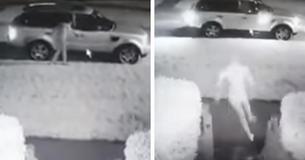 Ein Autodieb ist schockiert, als der nackte Freund der Besitzerin rausläuft, um ihn aufzuhalten