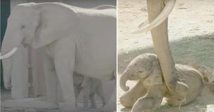 Zookeepers Are Amazed When They Check On Pregnant Elephant And See Baby Walking Around