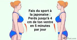 5 minutes par jour, jusqu'à 4 centimètres de moins sur le ventre - entraînement à la japonaise