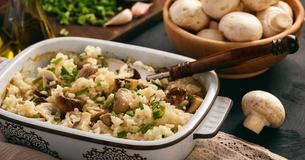 Pilz-Auflauf mit Reis - lecker und kalorienarm