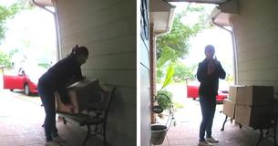 Ce brave propriétaire de maison attrape une femme qui vole des colis au bon moment et passe à l'action