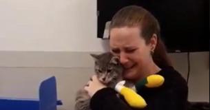This Heart Wrenching Video Shows Moment Cat Who Ran Off Into California Wild Fire Gets Reunited With Her Owner