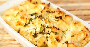 Blumenkohlauflauf mit Schinken und Käse