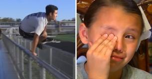 Une maman assiste à la prestation de sa fille pom-pom girl depuis la tribune quand soudain elle aperçoit un jeune homme sauter par dessus la barrière pour courir vers elle