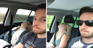 Deze hilarische serie foto's die een man van zijn vrouw maakte tijdens hun reisjes, zal je flink laten lachen