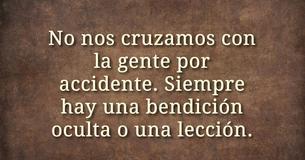 No nos cruzamos con la gente por accidente; siempre hay una bendición oculta o una lección
