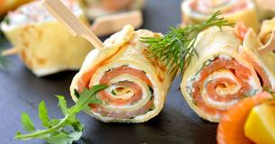 Lachs-Röllchen mit Frischkäse