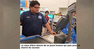 Un adolescente caissier couvre la facture d'épicerie de 110 $ d'une femme sanglotante, l'arrête dans la file et lui dit :"Je m'en charge".