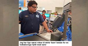 Teenage-ekspedient dækker grædende kvindes supermarkedsindkøb på 700 kr., stopper hende i køen og siger 'jeg ta'r denne her'. 