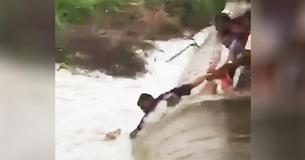 Dog Swept Away In Flood Was About To Give Up - Until These Brave Heroes Intervened