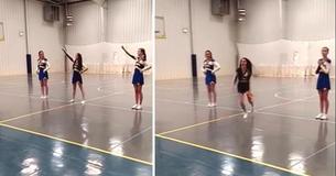 Ces pom-pom girls ne comprennent pas lorsque une de leur coéquipière s'en va en criant en plein milieu de la chorégraphie et se dirige vers la porte 
