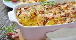 Herzhaft-knuspriger Kartoffelauflauf mit Schinken