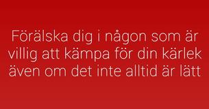 Hitta någon som vill kämpa för din kärlek även om det inte alltid är enkelt