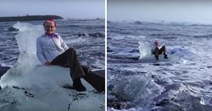 La grand-mère emportée par la mer après avoir posé sur un iceberg en forme de trône