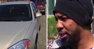 Un policier arrête un homme et jette un coup d'œil dans sa voiture. Puis il dit à l'homme de le suivre chez Walmart.