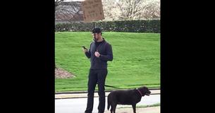 Samaritan Reunites Elderly Man With Lost Dog By Waiting On Corner With Sign For 3 Hours