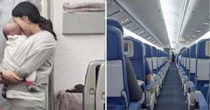 Une maman de 4 mois en vol fait tourner les têtes lorsqu'elle donne des "sacs" aux passagers