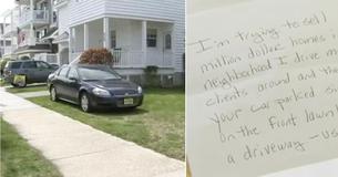 Un homme handicapé gare sa voiture sur sa pelouse, puis découvre la lettre en colère d'un agent immobilier grossier