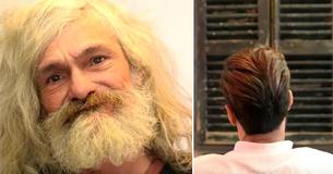 Un sans-abri espagnol refait son look - Après, il ne se reconnaît même pas