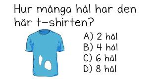 Endast 1 av 7 kommer fram till rätt svar: Hur många hål har t-shirten?