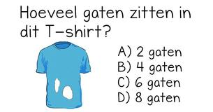 Maar 1 op de 7 kunnen dit oplossen: Hoeveel gaten heeft dit T-shirt?