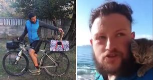Guy Adopts Stray Kitten While Biking Around The World, And Now They Travel Everywhere Together