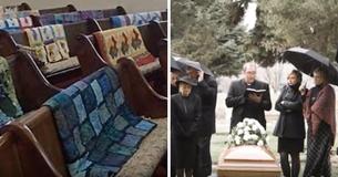 Eine Trauergemeinde bedeckt die Kirche mit Quilten der verstorbenen Großmutter und eine große Überraschung schockt die trauernde Familie