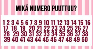 Suurin osa ihmisistä ei onnistu löytämään puuttuvaa numeroa ensiyrittämällä