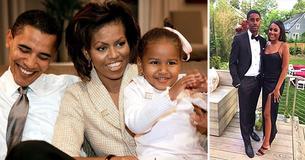 Sasha Obama va au bal de promo en belle jeune adulte dans une magnifique robe noire et de superbes collants