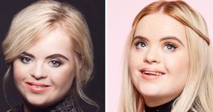 Un jeune mannequin atteint du syndrome de la trisomie est apparue comme le nouveau visage d'une marque de maquillage