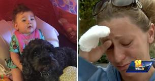 Madre piensa que su bebé está muerta hasta que los bomberos la sacan y le dicen que su perro se sacrificó para salvarla