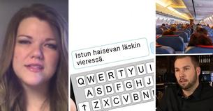 Äiti purskahtaa itkuun, kun mies lennolla haukkuu häntä tekstiviestin välityksellä - pian sankarillinen kanssamatkustaja laittaa miehen ojennukseen 