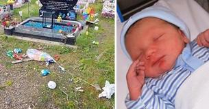 Une mère a le cœur brisé après que des voyous aient vandalisé la tombe de deux petits frères morts d'une maladie rare