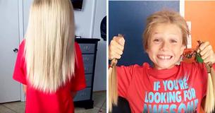 Bien que les brutes l'aient traité de fille, ce petit garçon a passé 2 ans et demie à faire pousser ses cheveux pour des enfants dans le besoin.