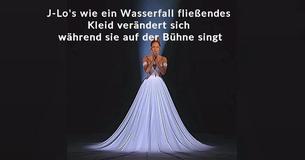 Das Kleid von Jennifer Lopez erzählt eine Geschichte durch einer außergewöhnlichen Performance