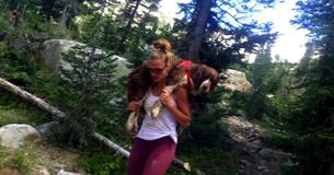 Une femme découvre un chien blessé de 25 kg sur une montagne et le porte sur son dos pendant 6 heures pour le sauver
