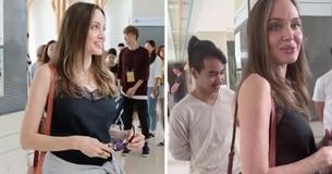 Angelina Jolie, 44 ans, essaie de ne pas pleurer alors qu'elle dépose son fils Maddox à l'université