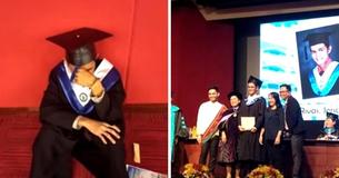 Estudiante universitario se larga a llorar en la graduación porque su familia no estaba ahí para él