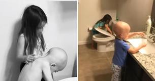 Les photos d'une sœur de 5 ans réconfortant son frère après une chimiothérapie montrent la réalité du cancer chez les enfants
