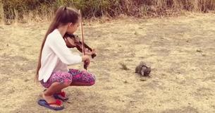 Curious Squirrel Watches As Talented Young Girl Plays ‘Hallelujah’ On Her Violin