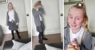 Une fillette de 8 ans vaincue par l'émotion quand son père lui dit qu'il n'a plus de cancer