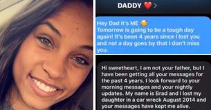 Una donna che inviava messaggi al telefono del padre morto ha ricevuto una risposta commovente il giorno dell'anniversario della sua morte quattro anni dopo