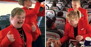 Vrouw met syndroom van Down krijgt droombaan als stewardess voor één dag