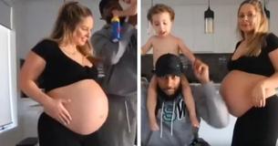 Mutter, die aufgrund der Größe ihres Babybauches gehänselt wird, bleibt positiv
