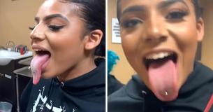 Une femme affirme qu'elle gagne presque 100000 € par an en publiant des photos de sa longue langue