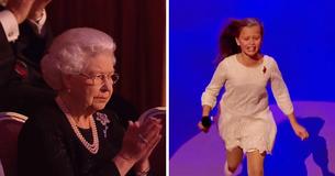 Jonge meisjes die optreden voor koningin Elizabeth worden onderbroken wanneer militaire vader van één van de meisjes tevoorschijn komt